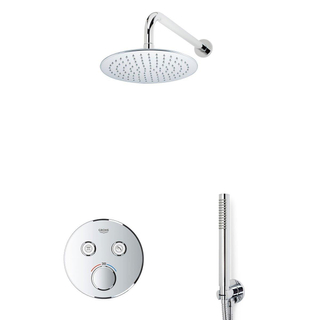 GROHE Grohtherm Regendoucheset Inbouw- hoofddouche 20 cm - 2 functies - handdouche staaf 1 stand - wandarm - chroom