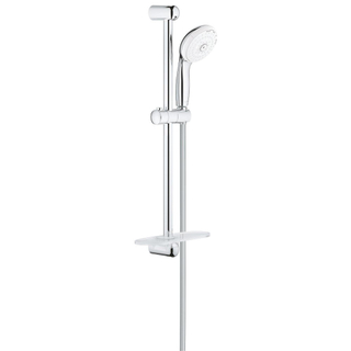 GROHE New Tempesta glijstangset met handdouche met 4 straalsoorten 9.5L/min. met zeepschaal 60cm met doucheslang 175cm chroom/wit