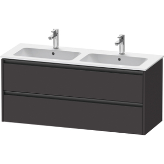 Duravit Ketho 2 wastafelonderbouwkast met 2 laden voor dubbele wastafel 128x48x55cm met grepen antraciet grafiet supermat