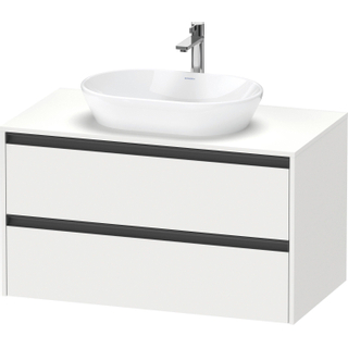 Duravit Ketho 2 wastafelonderbouwkast incl. consoleplaat met 2 laden 100x55x56.8cm met handgrepen antraciet wit mat