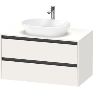 Duravit Ketho 2 wastafelonderbouwkast incl. consoleplaat met 2 laden 100x55x56.8cm met handgrepen antraciet wit supermat