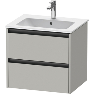 Duravit Ketho 2 wastafelonderbouwkast met 2 laden 61x48x55cm met grepen antraciet betongrijs mat