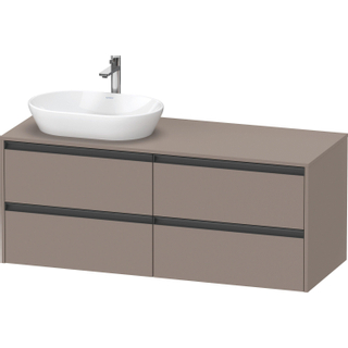 Duravit Ketho 2 wastafelonderbouwkast incl. consoleplaat met 4 laden voor waskom links 140x55x56.8cm met handgrepen antraciet basalt mat