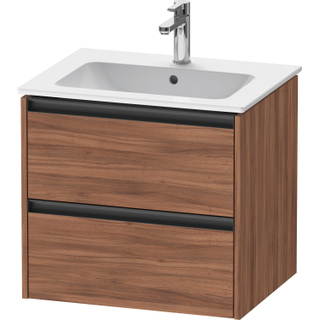 Duravit Ketho 2 wastafelonderbouwkast met 2 laden 61x48x55cm met grepen antraciet noten mat