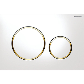 Geberit Sigma20 bedieningplaat, 2-toets spoeling frontbediening voor toilet 24.6x16.4cm wit goud wit