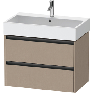 Duravit Ketho 2 wastafelonderbouwkast met 2 laden 78.4x46x54.9cm met grepen antraciet Linnen mat