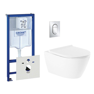 QeramiQ Salina toiletset met inbouwreservoir inclusief wandcloset en chrome bedieningsplaat