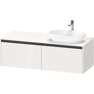 Duravit Ketho 2 wastafelonderbouwkast incl. consoleplaat met 2 laden voor waskom rechts 140x55x45.9cm met handgrepen antraciet hoogglans wit