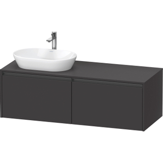 Duravit Ketho 2 wastafelonderbouwkast incl. consoleplaat met 2 laden voor waskom links 140x55x45.9cm met handgrepen antraciet grafiet supermat