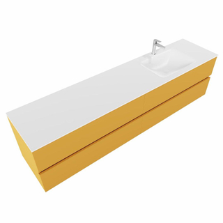 MONDIAZ VICA Badkamermeubelset - 200cm - 4 lades - wasbak Cloud rechts - 1 kraangat - solid surface ocher