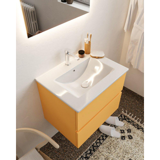 MONDIAZ VICA Badkamermeubelset - 60cm - 2 lades - wasbak Denia midden - 1 kraangat - solid surface ocher