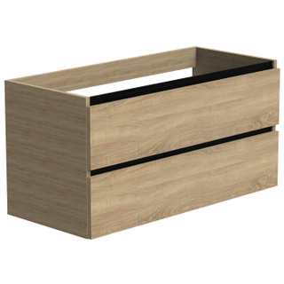 Thebalux Type onderbouwkast 100x45x50cm greeplijst zwart mat 2 softclose lades Greeploos MDF/spaanderplaat hoogglans wit