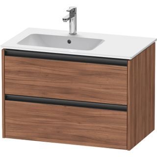 Duravit Ketho 2 wastafelonderbouwkast met 2 laden voor waskom links 81x48x54.9cm met grepen antraciet noten mat