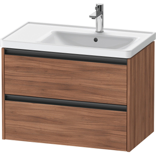 Duravit Ketho 2 wastafelonderbouwkast met 2 laden voor waskom rechts 78.4x45.5x54.9cm met grepen antraciet noten mat