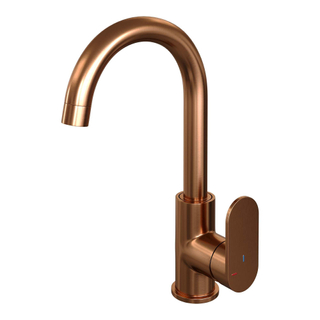 Brauer Copper Edition Wastafelmengkraan opbouw - hoog - draaibaar - ronde uitloop - model C - PVD - geborsteld koper