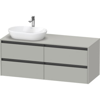 Duravit Ketho 2 wastafelonderbouwkast incl. consoleplaat met 4 laden voor waskom links 140x55x56.8cm met handgrepen antraciet betongrijs mat