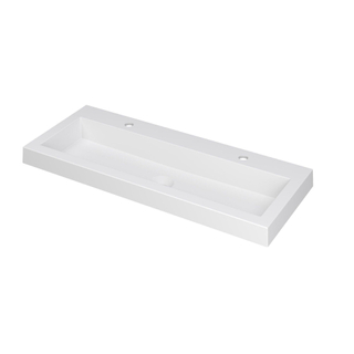 INK Dock wastafel - 100x40x6cm - 1 wasbak - 2 kraangaten - polystone wit mat