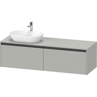 Duravit Ketho 2 wastafelonderbouwkast incl. consoleplaat met 2 laden voor waskom links 160x55x45.9cm met handgrepen antraciet betongrijs mat