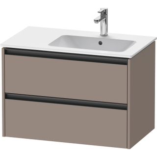 Duravit Ketho 2 wastafelonderbouwkast met 2 laden voor waskom rechts 81x48x54.9cm met grepen antraciet basalt mat