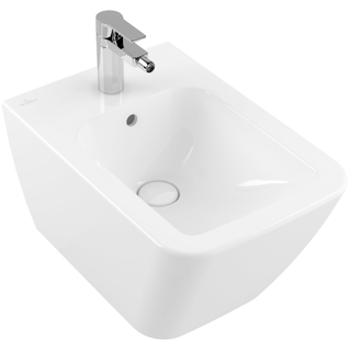 Villeroy & Boch Finion wandbidet 1 kraangat 37.5x56cm ceramic+ met overloop wit