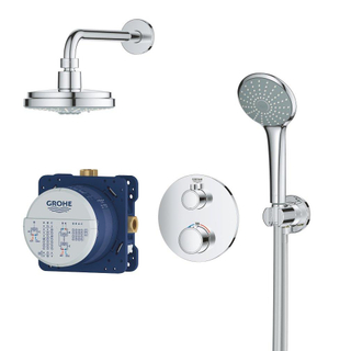 GROHE Grohtherm Perfect Regendoucheset - hoofdddouche 16cm - 2 functies handdouche rond 11cm - chroom