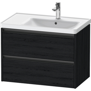 Duravit Ketho 2 wastafelonderbouwkast met 2 laden voor waskom rechts 78.4x45.5x54.9cm met grepen antraciet eiken zwart mat