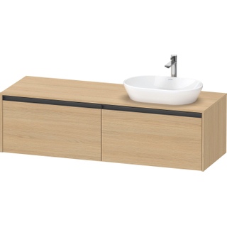 Duravit Ketho 2 wastafelonderbouwkast incl. consoleplaat met 2 laden voor waskom rechts 160x55x45.9cm met handgrepen antraciet natuur eiken mat