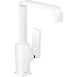 Hansgrohe Metropol wastafelkraan 230 met push open waste m. 120° draaibare uitloop 16.5cm mat wit