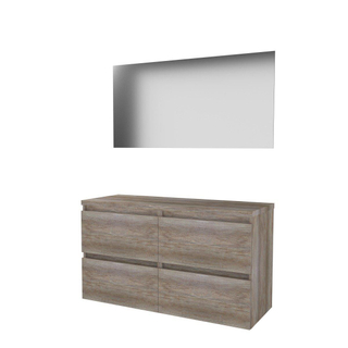 Basic-Line Ultimate 46 badkamermeubelset - 120x46cm - greeploos - 4 lades - wastafelblad - Spiegel - verlichting MFC Scotch Oak