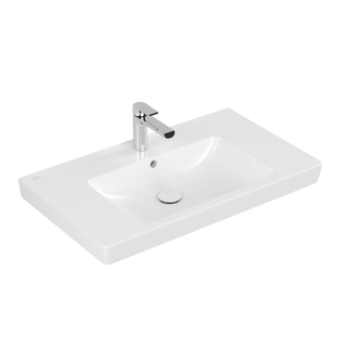 Villeroy en Boch Subway 2.0 meubelwastafel geslepen 80x47cm met kraangat met overloop ceramic+ wit