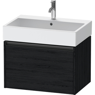 Duravit Ketho 2 wastafelonderbouwkast met 1 lade 68.4x46x44cm met greep antraciet eiken zwart mat