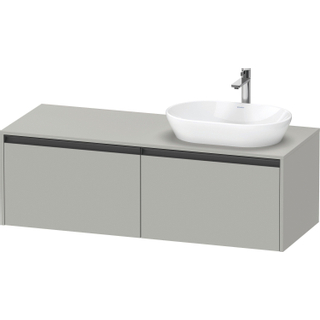 Duravit Ketho 2 wastafelonderbouwkast incl. consoleplaat met 2 laden voor waskom rechts 140x55x45.9cm met handgrepen antraciet betongrijs mat