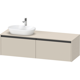 Duravit Ketho 2 wastafelonderbouwkast incl. consoleplaat met 2 laden voor waskom links 160x55x45.9cm met handgrepen antraciet taupe supermat