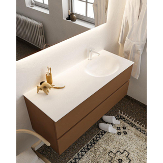 MONDIAZ VICA Badkamermeubelset - 120cm - 2 lades - wasbak Moon rechts - 1 kraangat - solid surface rust