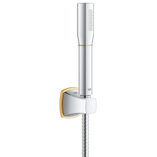 GROHE Grandera badset stick met handdouche 1 straalsoort wanddouchehouder en doucheslang 150cm chroom/goud