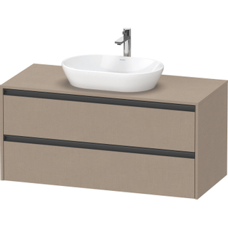 Duravit Ketho 2 wastafelonderbouwkast incl. consoleplaat met 2 laden 120x55x56.8cm met handgrepen antraciet Linnen mat