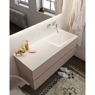 MONDIAZ VICA Badkamermeubelset - 120cm - 2 lades - wasbak Cloud rechts - 0 kraangaten - solid surface smoke