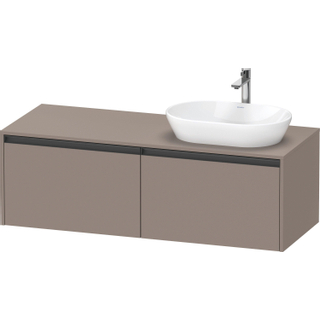 Duravit Ketho 2 wastafelonderbouwkast incl. consoleplaat met 2 laden voor waskom rechts 140x55x45.9cm met handgrepen antraciet basalt mat