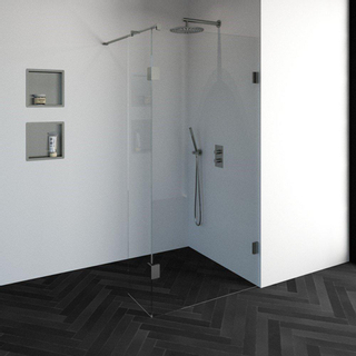 Saniclass Create inloopdouche 100x200cm profielloos met 40cm zijwand met antikalk en 8mm veiligheidsglas geborsteld RVS