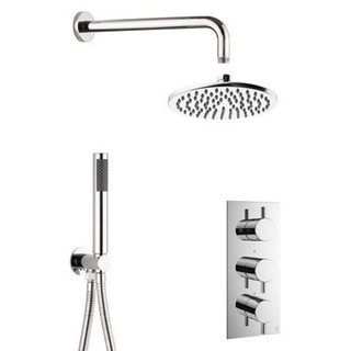 Crosswater MPRO Regendoucheset Inbouw - hoofddouche 20cm - 2 functies - 3 knoppen - wandarm 33cm - staafhanddouche 1 stand - chroom