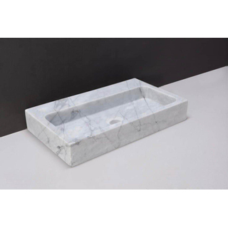 Forzalaqua Taranto wastafel 50x30x8cm Rechthoek 0 kraangaten Natuursteen Carrara gepolijst