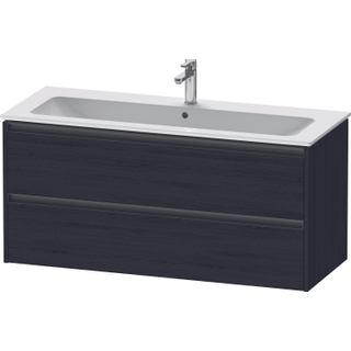 Duravit Ketho 2 wastafelonderbouwkast met 2 laden voor enkele wastafel 121x48x55cm met grepen antraciet eiken zwart mat