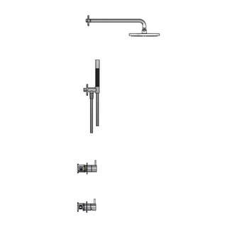 Hotbath Cobber IBS21 complete inbouwset met inbouw douchemengkraan en 2 functies omstel met 35cm wandarm 20cm ronde hoofddouche staafhanddouche chroom