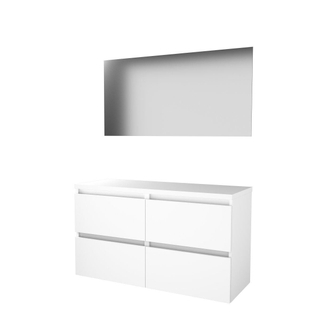 Basic-Line Ultimate 46 badkamermeubelset - 120x46cm - greeploos - 4 lades - wastafelblad - Spiegel - verlichting MDF lak Ice White