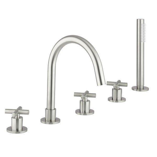 Crosswater MPRO Crosshead badrandkraan 5 gats met handdouche RVS geborsteld