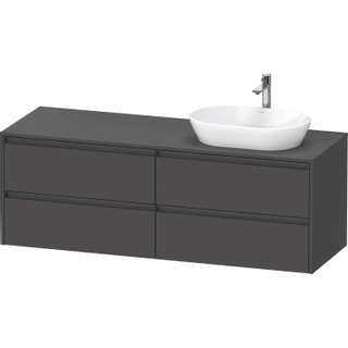 Duravit Ketho 2 wastafelonderbouwkast incl. consoleplaat met 4 laden voor waskom rechts 160x55x56.8cm met handgrepen antraciet grafiet mat