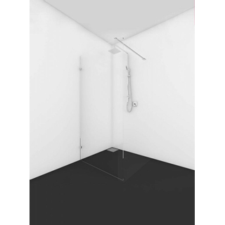 Van Rijn Products ST01 Vaste wand 30 cm breed 8mm helder glas incl. chroom muurklemmen 200cm hoog.