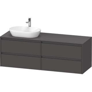 Duravit Ketho 2 wastafelonderbouwkast incl. consoleplaat met 4 laden voor waskom links 160x55x56.8cm met handgrepen antraciet grafiet mat