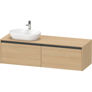 Duravit Ketho 2 wastafelonderbouwkast incl. consoleplaat met 2 laden voor waskom links 160x55x45.9cm met handgrepen antraciet natuur eiken mat