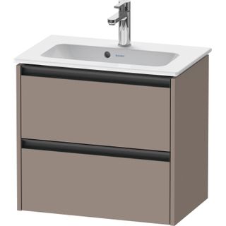 Duravit Ketho 2 wastafelonderbouwkast met 2 laden 61x39x54.9cm met grepen antraciet basalt mat